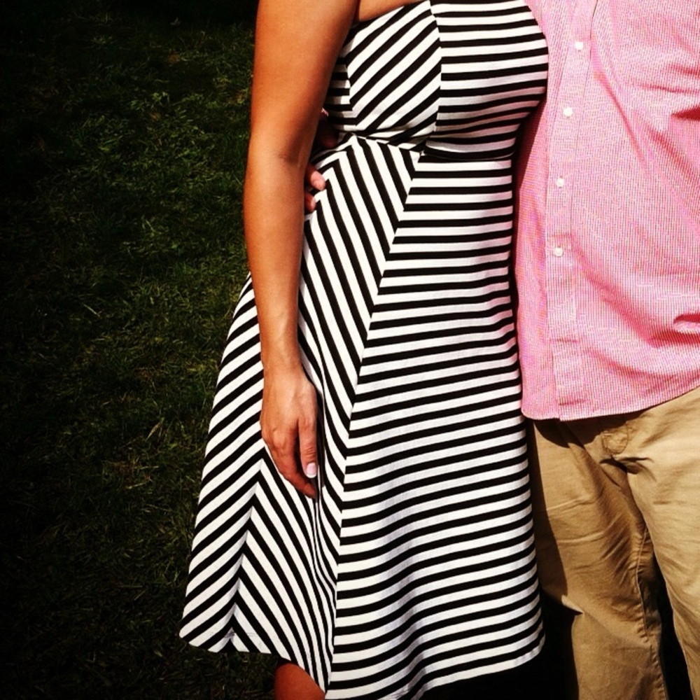 Express Black and White Strapless Dress